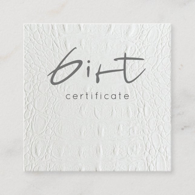 Chic Ivory White Leather Texture Gift Certificate (Front)