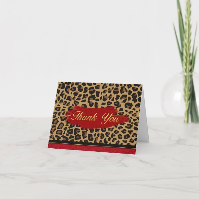 Chic Jaguar Imprimer Merci Carte Note (Devant)