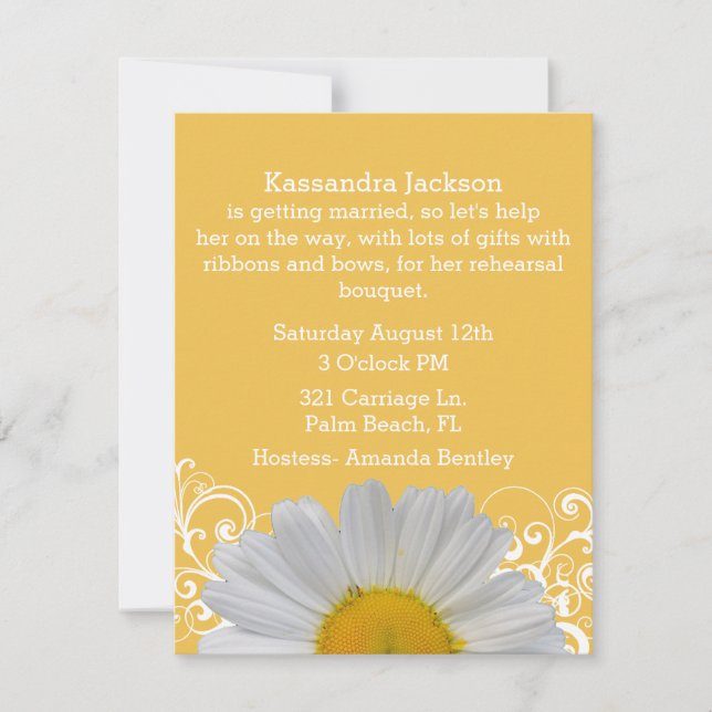 Chic Jaune avec Daisy nuptiale douche Invitation (Devant)