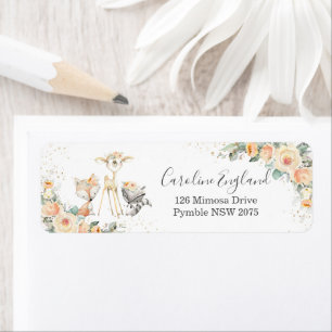 Chic Jaune Floral Woodland Animaux Retourner l'adr