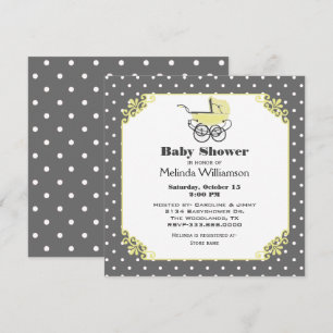 Chic Jaune Pram Baby shower Invitation
