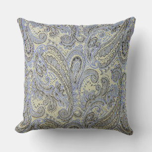 Chic Jaune-Vert et Gris Paisley Jaillir Oreiller