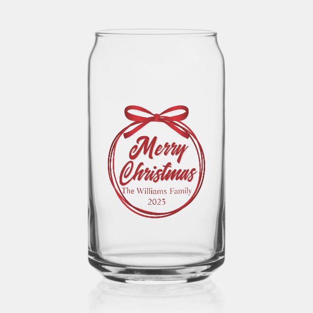 Chic Joyeux Noël Rouge Ruban Bow Personnalisé (Recto)