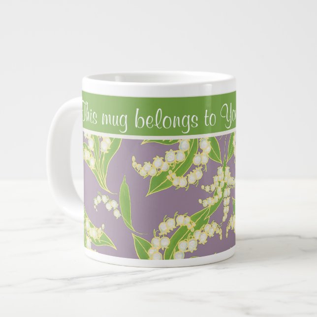 Chic Jumbo Café Mug : Lys of the Valley, Mauve (Devant gauche)