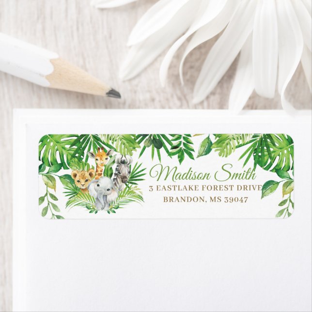 Chic Jungle Animals Green Return Adresse (En situation)