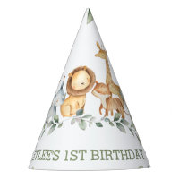 Chic Jungle Animals Greenery 1st Birthday Boy Girl