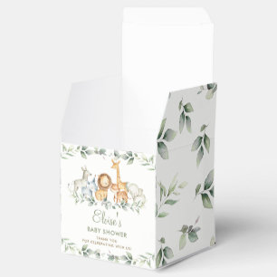 Chic Jungle Animals Greenery Baby Shower Birthday Favor Box