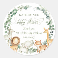 Chic Jungle Animals Greenery Neutral Baby Shower
