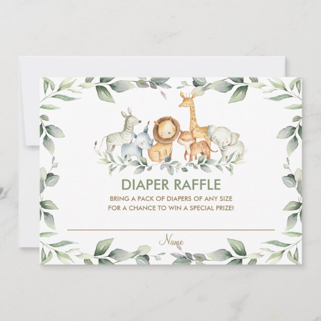 Chic Jungle Animaux Verdure Déchets Carte Raffle (Devant)