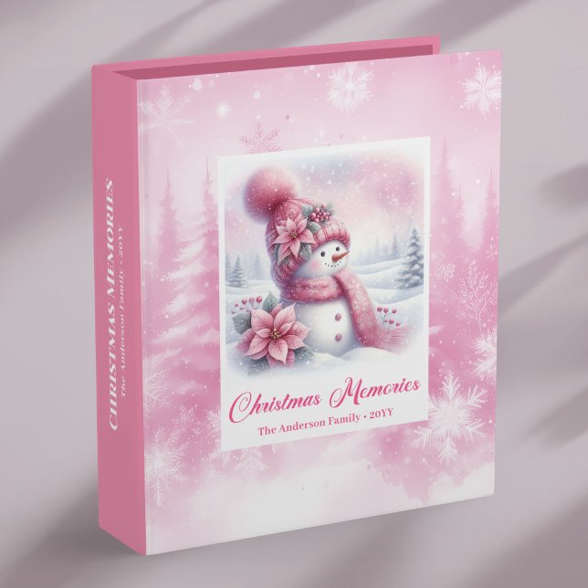 Chic Kids Christmas Gift Album Pink Snowman Winter Binder (Kids Christmas Gift Album Pink Snowman Winter Magic)