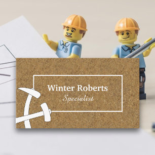 Chic kraft cork wood carpenter tools business card