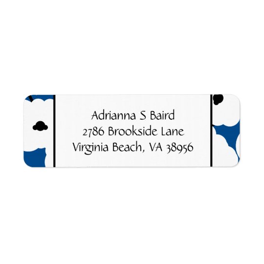 CHIC LABEL_MOD WHITE & BLACK POPPIES RETURN ADDRESS LABEL
