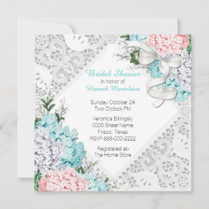 Chic Lace and Hydrangeas Bridal Shower Invitation