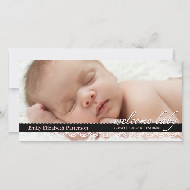 Chic Lace Baby Faire-part de naissance | Photocart (Devant)