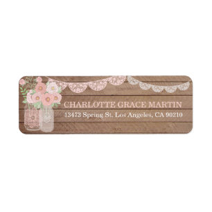 Chic Lace Mason Jar & Étiquettes de adresse en boi