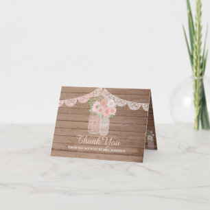 Chic Lace Mason Jar & Merci Fête des mariées bois