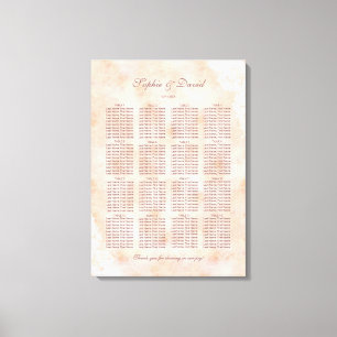 Chic Lace Roses Old Paper  Wedding Seating Chart Canvas Print