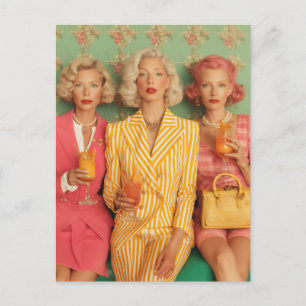 Chic Ladies Retro Cocktail Moment Postcard