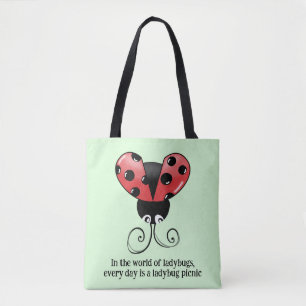 Chic Ladybug Quote Tote Bag - Ladybug Picnic