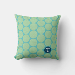 Chic Large Teal Green Polka Dots Throw Pillow