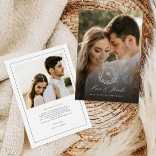 Chic Laurel Love & Thanks Wedding Thank You Card