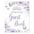 Chic Lavande Purple Floral Quinceañera Livre d'or