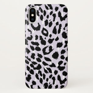 Chic Lavender and Black Animal Print with Dots Case-Mate iPhone Case
