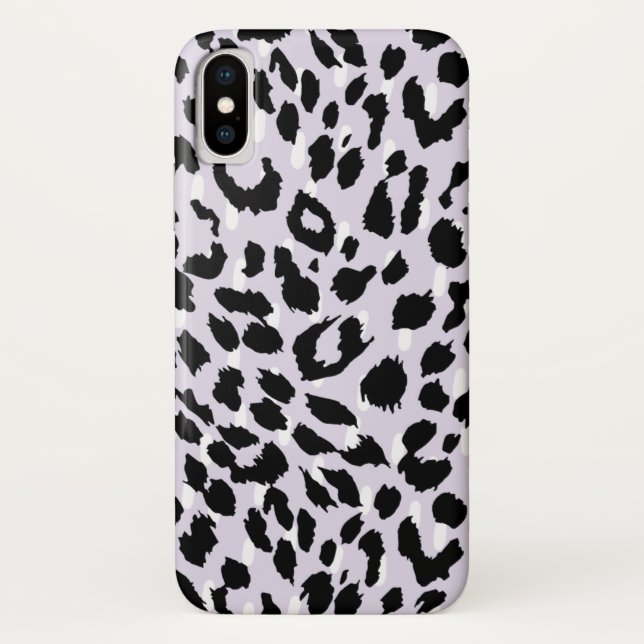 Chic Lavender and Black Animal Print with Dots Case-Mate iPhone Case (Back)