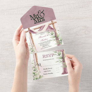 Chic Lavender Canopy Eucalyptus Wedding All In One Invitation