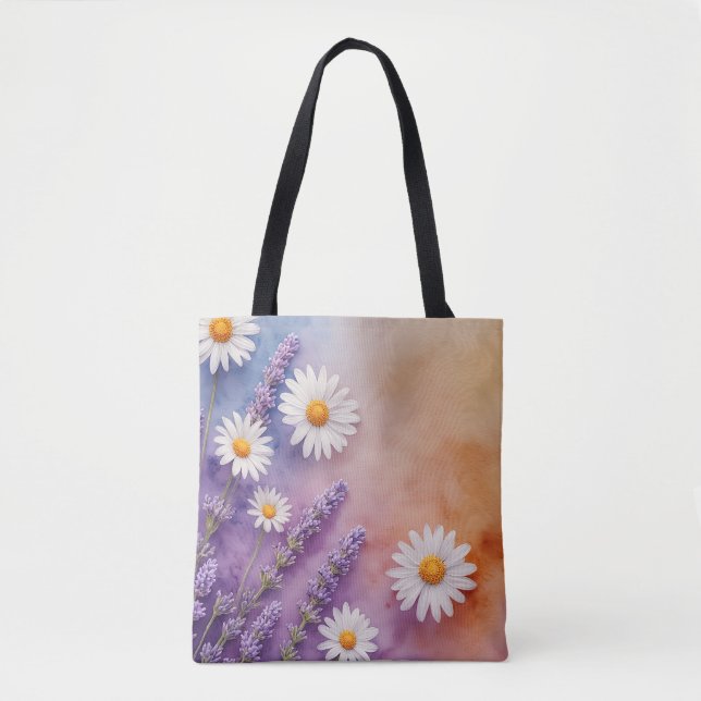 Chic Lavender & Daisy Carryall Tote Bag (Front)