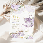 Chic Lavender Gold Floral Baby Shower Tea Party Invitation<br><div class="desc">Tea party themed baby shower invite. Click the "customize further" button if you wish to re-arrange and format the style and placement of the text. Comes with a matching floral pattern backside.</div>