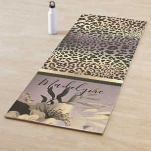 Chic Lavender Gold Leopard Safari Floral    Yoga Mat