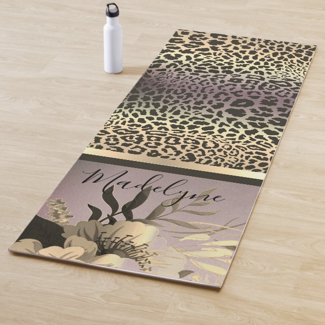 Chic Lavender Gold Leopard Safari Floral    Yoga Mat (In Situ)