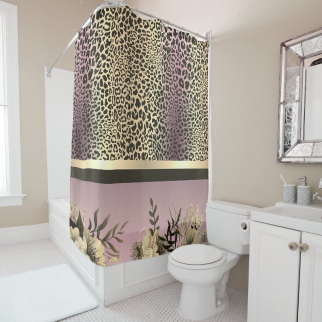 Chic Lavender Gold Safari Shower Curtain (In Situ)