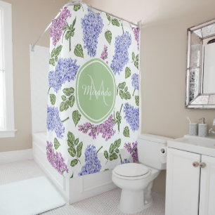 Chic Lavender Lilac Floral Pastel Green Monogram