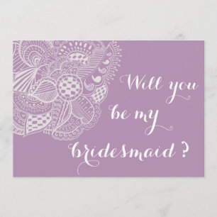 Chic Lavender Paisley Will You Be My Bridesmaid Invitation