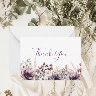 Chic Lavender Peony Floral Thank You Card