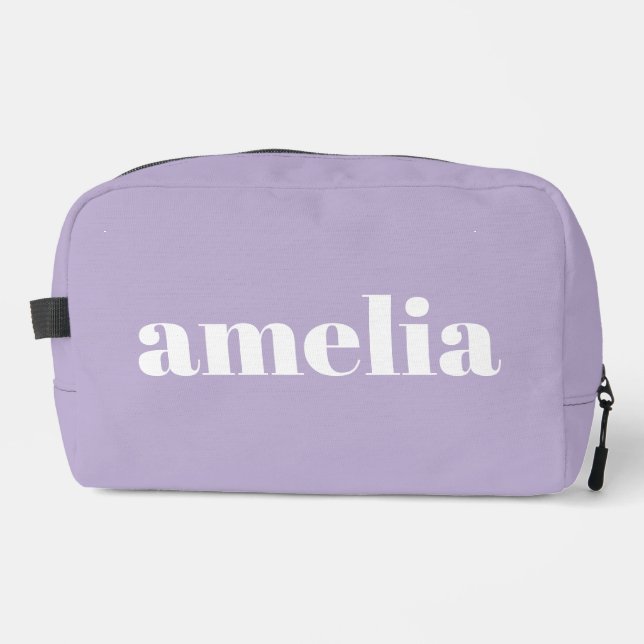 Chic Lavender Purple Monogram Dopp Kit (Front)