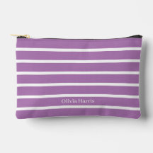 Chic Lavender & White Stripe Travel & Make Up Bag