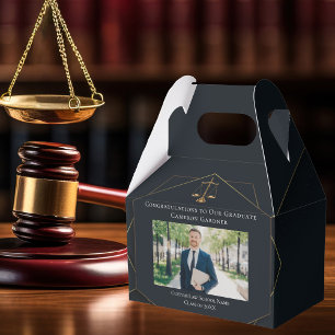 Chic Law School Photo Black Graduation Party Favor Box