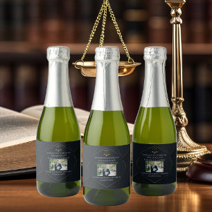 Chic Law School Photo Graduation Party Mini Sparkling Wine Label