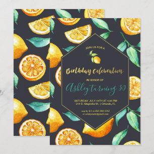 Chic Lemon Citrus Birthday Invitation