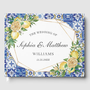 Chic Lemon Citrus Floral Destination Wedding Guest Book