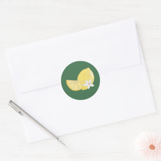 Chic Lemon Citrus Floral Wedding Classic Round Sticker