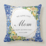 Chic Lemon Citrus Mediterranean Mosaic Tiles Mom Throw Pillow<br><div class="desc">Personalize this chic lemon throw pillow with your own wording!  Simply click the customize it further button to edit the texts.  Matching items available in store.
(c) The Happy Cat Studio</div>