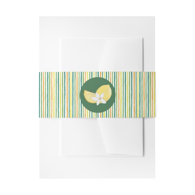 Chic Lemon Citrus Monogram Wedding Invitation Bell Belly Band (Front Example)