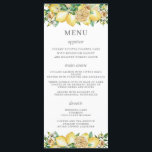 Chic Lemon Floral Greenery Wedding Menu<br><div class="desc">Designed to co-ordinate with our Lemon Mediterranean wedding collection, this elegant wedding menu features summery watercolor lemons, floral and greenery. Personalize it with your wedding details easily and quickly, simply press the customise it button to further re-arrange and format the style and placement of the text. Double sided. The Happy...</div>