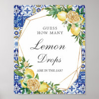 Chic Lemon Floral Guess Lemon Drops in Jar Game