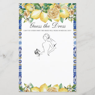 Chic Lemon Greenery Guess the Dress Bridal Game