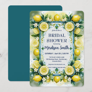 Chic Lemon Mediterranean Summer Bridal Shower Invitation